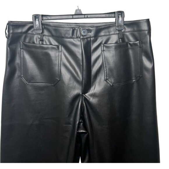 CeCe Womens Black Faux Leather Cropped Metallic Wide Leg Pants Black XL - Picture 6 of 16